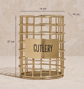 Gold Iron Cutlery Stand Modern Organiser for Dining <b>Table</b> Fork Knife <b>Spoon</b> Rack for Efficient Storage of Tableware - Product Image 6