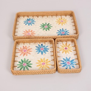Bandeja de joyería MOP de ratán de precio más barato, bandeja de baratija de alta calidad, bandejas de mosaico de nácar - Product Image 5