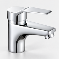 Robinet de lavabo de salle de bain WYRAX en alliage de zinc et céramique, monotrou, monocommande, à débit contrôlé, à poser sur le comptoir, poli, pour la vente en gros
