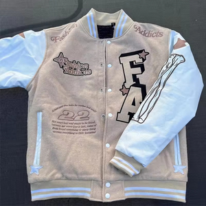 Blouson baseball universitaire d'hiver brodé chenille personnalisé Blousons universitaire Letterman à manches en cuir pour hommes - Product Image 2