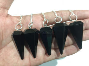 Venta caliente péndulos de obsidiana negra Natural piedra preciosa de cristal tallada para Reiki curación radiestesia energía divina decoración del hogar - Product Image 3