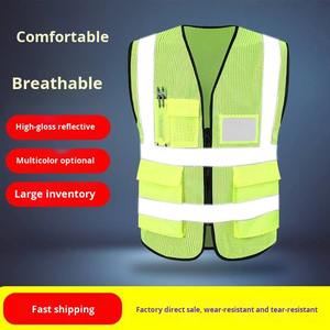 Gilet réfléchissant toutes saisons pour homme, gilet de sécurité en polyester, veste de circulation, gilet de sécurité réfléchissant avec fermeture éclair sur le devant - Product Image 5