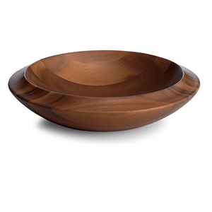 Vente en gros de saladier en bois d'acacia au design bohème Bol de service en bois naturel avec technique polie Ustensiles de cuisine du Vietnam - Product Image 1