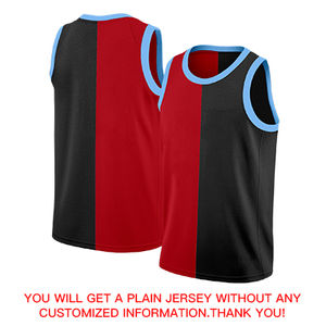 Personnalisé noir rouge-bleu fendu mode hauts maillot de basket-ball couleur fendue lycée meilleure qualité cousu ballons de basket maillot - Product Image 4