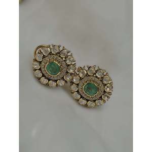 925 <b>Silver</b> <b>Stud</b> Earrings Green White Vintage Floral Pattern Gold Plated Diamond with Bezel Setting Trendy Engagement Jewelry - Product Image 1