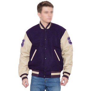High Street Men's Wool <b>Leather</b> Baseball <b>Jackets</b> New Arrival Button Sleeved Puffer <b>Jacket</b> Customized Design Single Unit Pakistan - Product Image 6