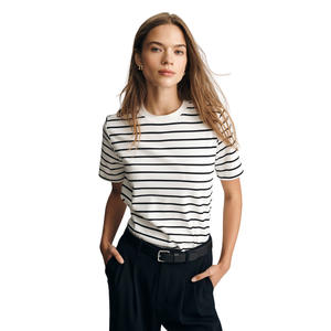 <b>Ladies</b> Cotton Knitted <b>T</b>-<b>Shirt</b> Loose Women's Plus Size Casual Top Half Sleeve Crew Neck Graphic Breathable Gym Wear Custom Logo - Product Image 1