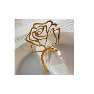 Décoration de table de salle à manger sur mesure Raisins gaufrés en laiton de mariage de haute qualité Rond de serviette en vrac bon marché plaqué or - Product Image 5