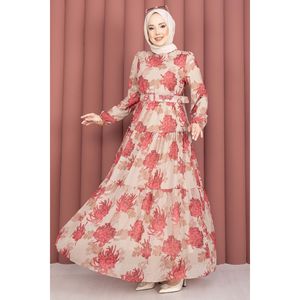 Vestido de Chifón con Cinturón y Estampado Floral, Diseño Personalizado, Ropa Casual Moderna, Translúcido, ODM, Sostenible, para Eventos de Club - Product Image 5