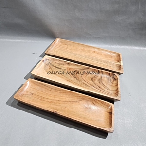 Venta al por mayor de fábrica Bandejas de madera de mango hechas a mano con patrón de grano elegante Ideal para cocina comedor y uso decorativo - Product Image 5