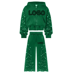 Ensemble de survêtement décontracté à capuche unisexe de qualité supérieure 2026, lavage à l'acide, strass, pantalon de survêtement - Product Image 3