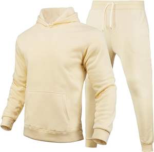 Ensemble de survêtement en molleton à capuche pour homme et femme, 2 pièces, manches longues, décontracté, athlétique, jogging, uni, teinture unie - Product Image 3