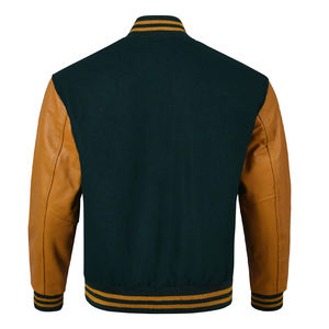 Logotipo personalizado Vintage Streetwear hombres PU cuero béisbol Varsity Letterman chaqueta Casual tejido trabajo chaqueta para invierno OEM personalizado - Product Image 3