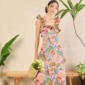 Vestido de niña de algodón indio hecho a mano para fiestas de cumpleaños bodas vestido bohemio elegante sin mangas personalizado ecológico ODM - Product Image 1