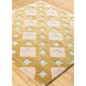 Jaipur Wunderkammer Gold <b>Hand</b> <b>Tufted</b> Wool & Viscose <b>Rugs</b> Geometric Striped Pattern for Home Living Room or Hallway Top-106 - Product Image 2
