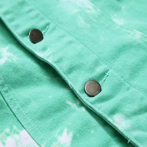 Nouvelle veste en jean vert 100% coton pour hommes et manteau en jean slim avec design déchiré délavé à l'acide-Style tendance - Product Image 5