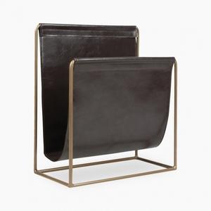 Classic Style Top Selling Natural Wood & Leather Magazine Rack Newspaper Display Holder & Rack <b>Used</b> in Stores/Shop /Library - Product Image 6