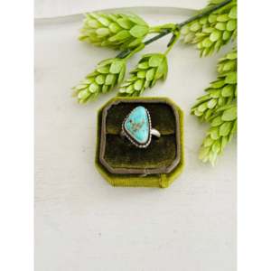 Eli Skeets Royston Turquoise & Sterling Silver <b>Adjustable</b> <b>Ring</b> Fashionable Bezel Setting with Rose & Gold Plating Gift - Product Image 1