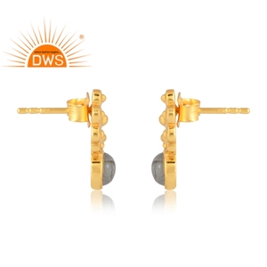 Vente chaude 925 Sterling Silver Natural Labradorite Gemstone Stud Boucle d'oreille Fabricant de bijoux personnalisés - Product Image 4