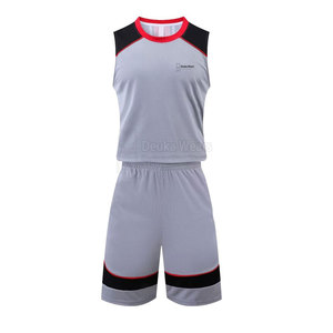 Maillots de basket personnalisés en twill brodé avec logo, 100 % polyester, col rond, ensemble de maillots d'équipe pour adultes, vente en gros - Product Image 1