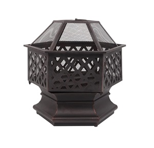 Noir métal foyer extérieur jardin chaud cheminée ensemble hexagone conception motif personnalisé pour la maison salon décor - Product Image 5