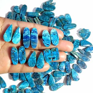 Paire de shattuckite naturelle Cabochon de pierres précieuses en vrac Vente en gros Paire de shattuckite Pierres précieuses en vrac pour la fabrication de bijoux - Product Image 2