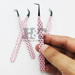 Nouvelles pinces à cils professionnelles en acier inoxydable, logo couleur personnalisé, pinces à extensions de cils de haute qualité, faible MOQ, haute qualité pour cils en vison - Product Image 5