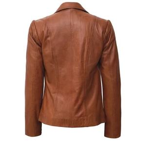 Nuevo abrigo de cuero marrón para mujer Nuevo estilo de moda Abrigo de cuero de piel de oveja genuina personalizado Suministro ODM - Product Image 3