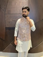 Kurta pyjama pour homme, style cérémonie Pooja, style Koti, en soie Georgette, doublure en fausse fourrure, design réversible, pour fête, mariage, coupe classique