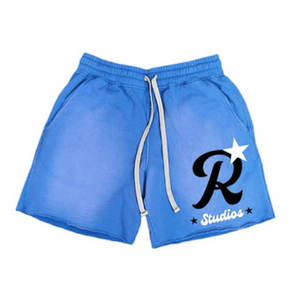 Shorts de jogging pour homme, style streetwear estival, coton délavé à l'acide, tissu molletonné français, motif uni 3D, taille mi-haute - Product Image 6