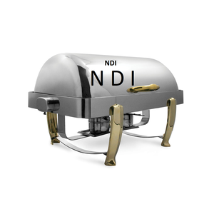 Plato de frotamiento de alta calidad de diseño elegante con soporte para quemador, platos de frotamiento de Metal, servidor de comida de Buffet de diseñador hecho a mano - Product Image 2