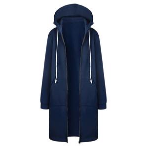 Parka décontractée à capuche en tricot 100 % coton pour femme, collection automne-hiver 2025, coupe ample, poches zippées, imperméable et séchage rapide - Product Image 4