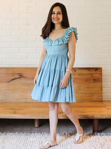 เดรสสั้นพิมพ์ลายดอกไม้ผ้าฝ้ายอินเดียงานปาร์ตี้ของผู้หญิงชุดของขวัญเจ้าสาวผ้าทอ100% ธรรมชาติทำด้วยมือ - Product Image 3