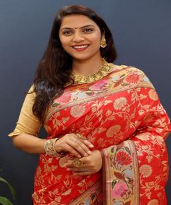 Saree de algodón para mujer, listo para usar con encaje de flores y secuencia - Product Image 2