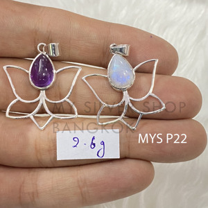 Handmade Artist 925 Silver <b>Butterfly</b> Design Pendant with Gemstone for Jewelry Making & <b>Charms</b> - Product Image 1