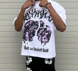 Personalizado Unisex Y2K Dtg Hip Hop Lujo 100% Algodón Oversized Impreso Gráfico Cuello Redondo Loose fit Camiseta para hombres - Product Image 5