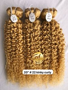 Top mejor calidad 20 "#22 Color Kinky Curly Wholesale's Bundle Raw Indian Temple Directo de India Machine Cabello humano de doble trama - Product Image 2