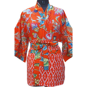 Robe de style kimono courte en coton 100% pur, faite à la main, avec broderie florale multicolore, pour femmes, en gros - Product Image 5