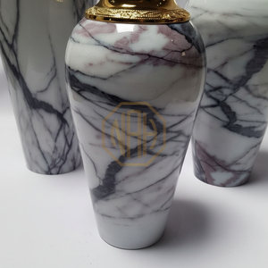 Vase à fleurs en fer pour le sol, style côtier classique, vase décoratif en émail blanc marbré pour la maison et les restaurants - Product Image 5
