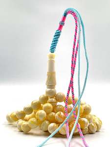 สายประคำสีเหลืองอำพันแทสบิห์ของแท้ลูกประคำสีเหลืองและสีขาวแบบหยดสีเหลืองอำพัน - Product Image 4