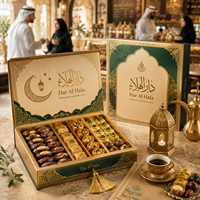 Boîte à dattes personnalisée AT PACK pour l'Aïd Moubarak, pliable, pour desserts sucrés, cadeau, emballage pour fête de l'Aïd musulman