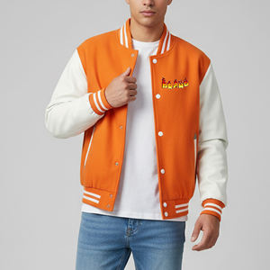 Veste d'hiver pour homme à épaules tombantes et coupe décontractée de haute qualité OEM/ODM, vêtements de rue, veste de baseball à blocs de couleur tendance - Product Image 1