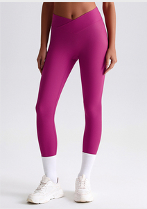 Mallas de Yoga de cintura cruzada acanalada de alta calidad para mujer, mallas deportivas de alta elasticidad para entrenamiento al aire libre - Product Image 5