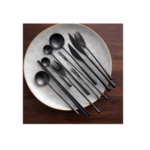 Cuchara de postre de acero inoxidable de alta calidad, 3 piezas, precio asequible, cubiertos negros mate, tenedor, cuchara para helado - Product Image 5