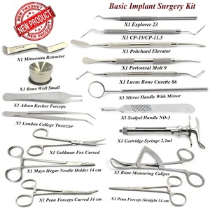 Kit d'implant dentaire manuel réutilisable, chirurgie buccale, instruments en acier inoxydable, y compris un calibre de mesure osseuse, un porte-aiguille - Product Image 2