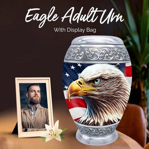 โกศนกอินทรีแดง - โกศขนาดใหญ่สําหรับเถ้ามนุษย์ ผู้ใหญ่ ผู้ชายและผู้หญิงพร้อมกระเป๋า - โกศสีแดงพร้อมนกอินทรี - ให้เกียรติคนที่คุณรักด้วยอเมริกัน - Product Image 2