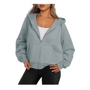 Sweat à capuche zippé en polaire lourd personnalisé pour femmes capuche d'hiver surdimensionnée de grande taille sweats à capuche de haute qualité prix de gros - Product Image 3