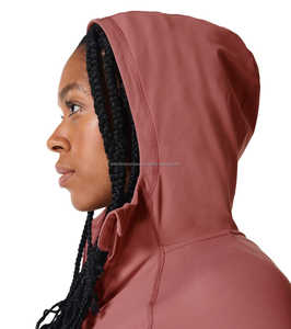 Personalizar transpirable secado rápido Zip up manga chaqueta deportiva mujeres Fitness Hoodie 100% algodón de alta calidad - Product Image 4