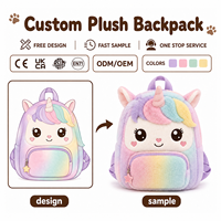 Sac à dos en peluche en coton motif animal de dessin animé, mignon et super doux, rembourré de coton PP, certifié CE, idéal comme cadeau pour enfants