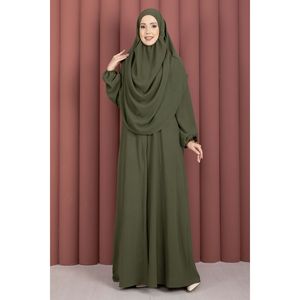 ชุดละหมาดฮิญาบทรงตรง Hafsa Khaki พร้อมซิป ดีไซน์ทันสมัย เรียบง่าย เอวเข้ารูป - Product Image 3